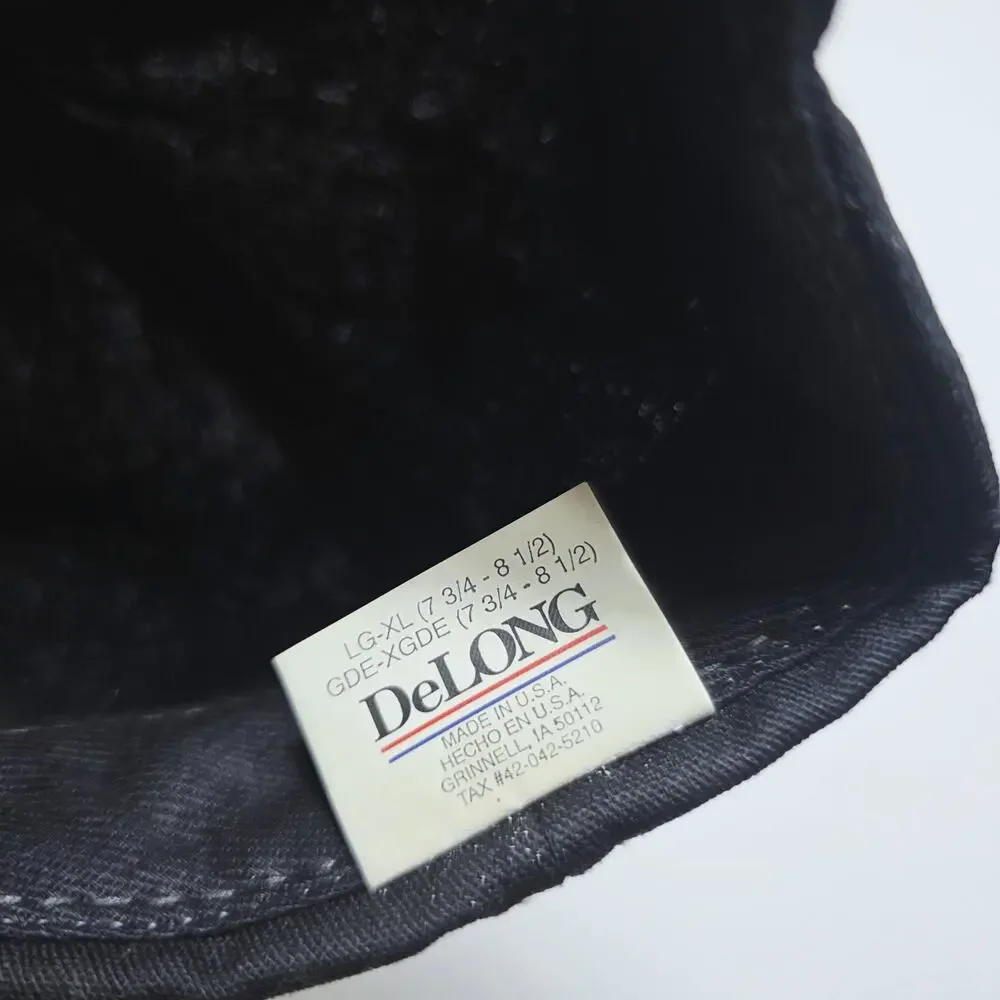DeLong Hat Vintage US NAVY Black Gold Snapback Made in USA Large XL (7 ¾- 8½)